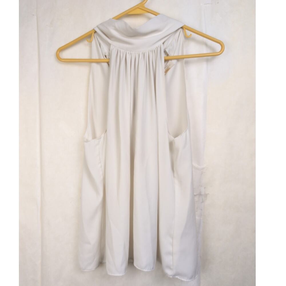 Ramy Brook ivory halter tie neck sleeveless blouse Size Medium Glam Minimal